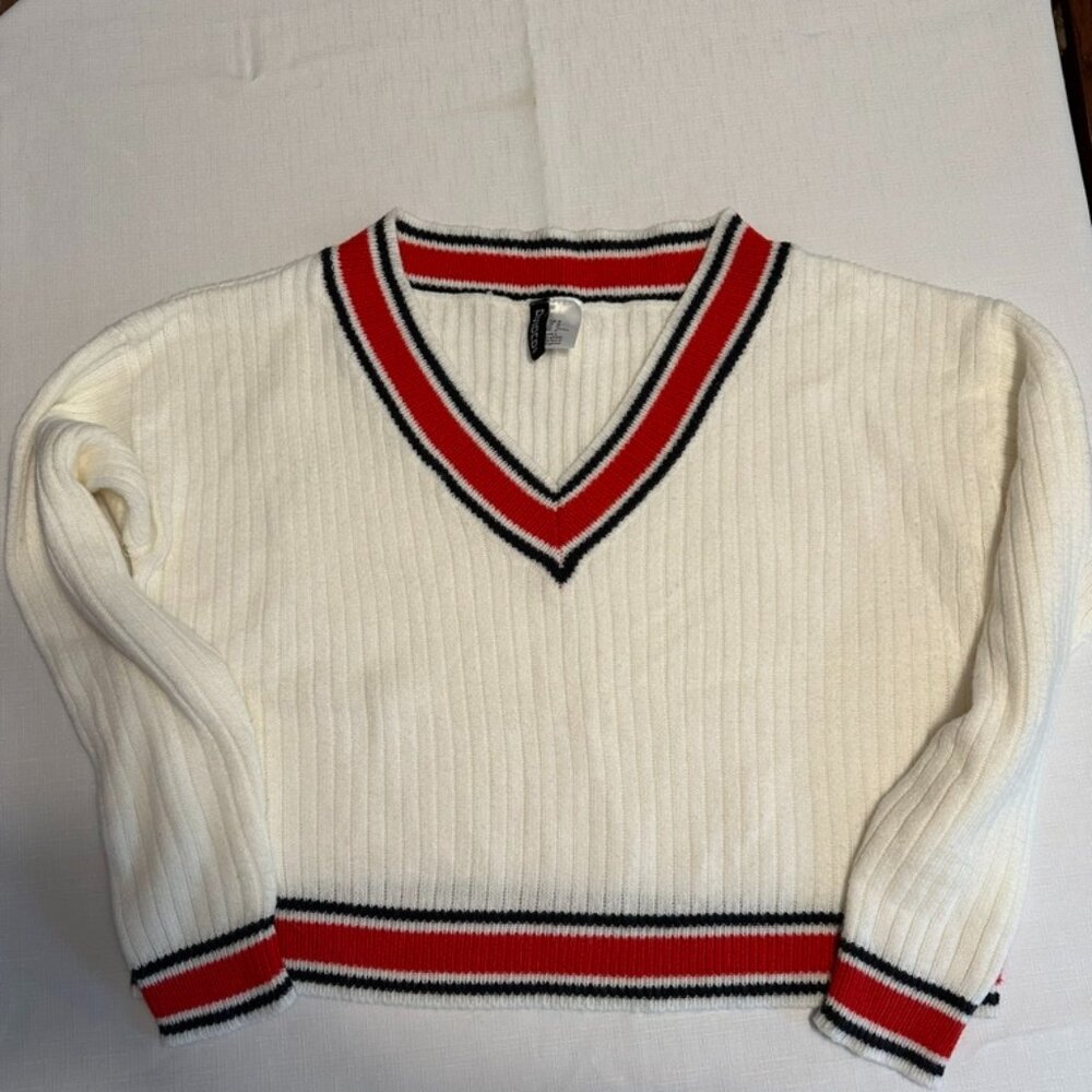 H&M cropped varsity sweater